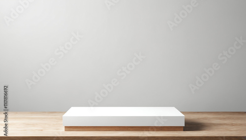 Mockup white rectangle podium isolated on plain background, Ai generated images 