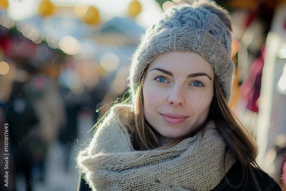 Ai generate beautiful Christmas fair and charming woman outdoors Ai generate beautiful Christmas fair and charming woman outdoors