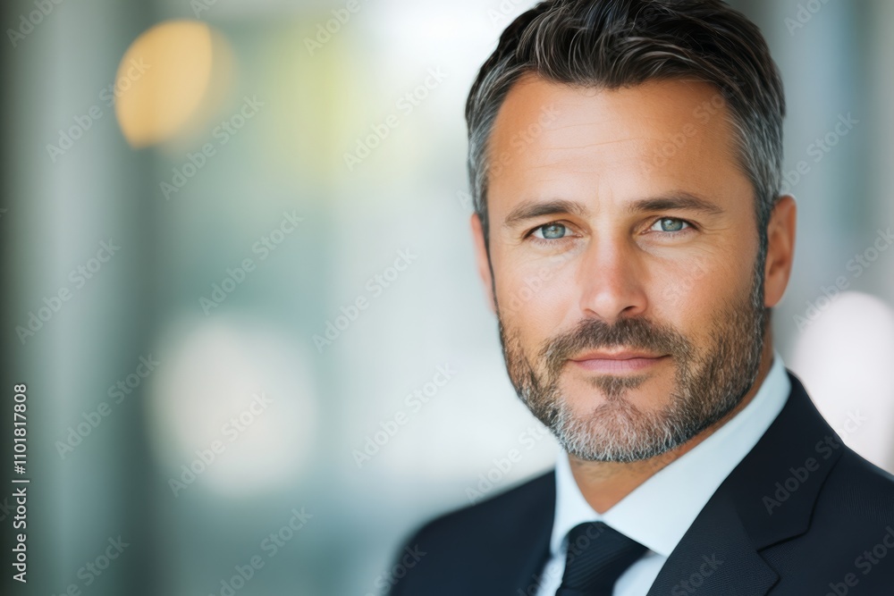 Professional man in suit poses confidently with urban backdrop during a sunny day Professional man in suit poses confidently with urban backdrop during a sunny day
