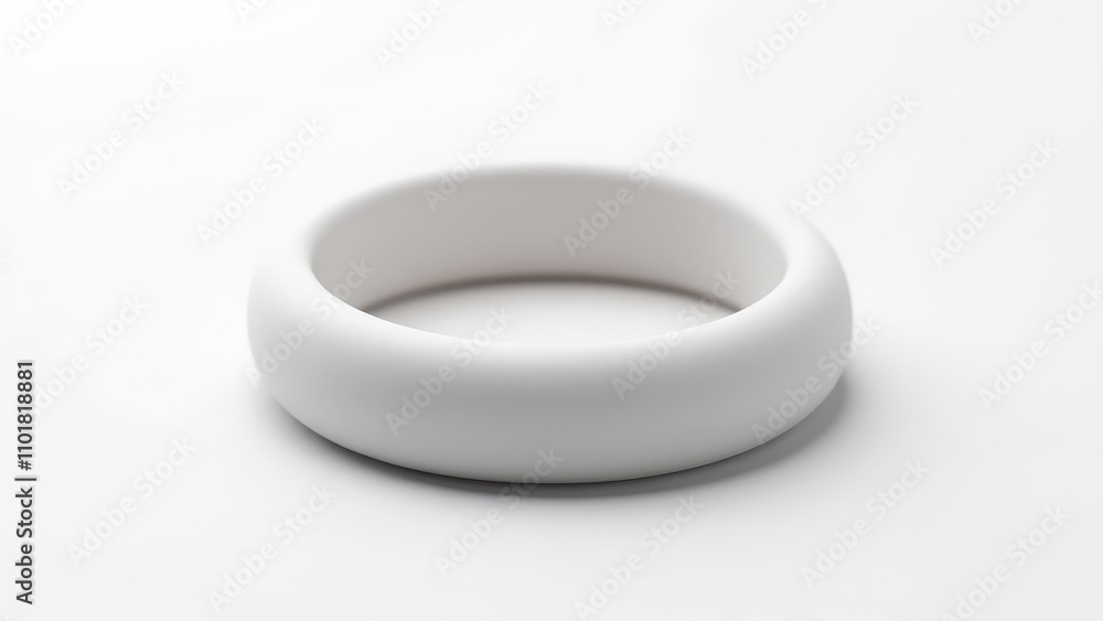 A detailed silicone bracelet mockup with a shiny surface, resting flat on a white background for professional presentations. A detailed silicone bracelet mockup with a shiny surface, resting flat on a white background for professional presentations.