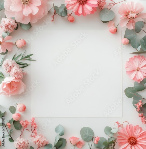 Beautiful floral arrangement with pink and red blooms on a white background f...