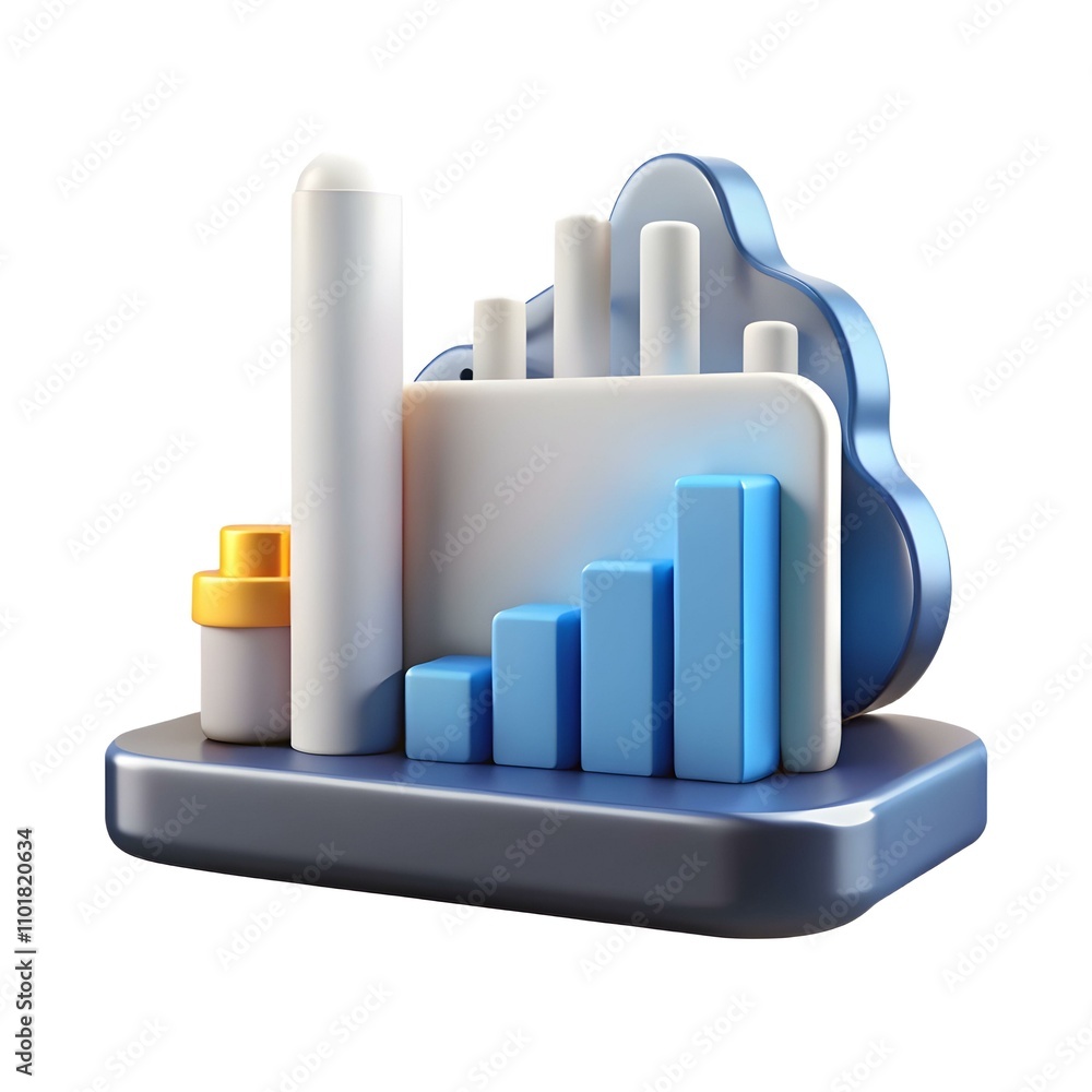 Factory Silhouette with Holographic Data Charts Symbolizing Data Driven Industrial Innovation Factory Silhouette with Holographic Data Charts Symbolizing Data Driven Industrial Innovation