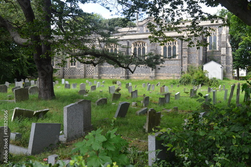 Church graveyard in summer