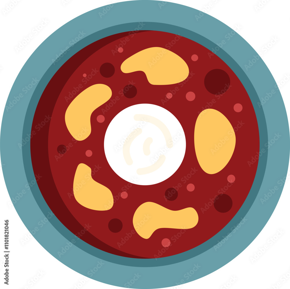 This vector illustration features a delicious bowl of borscht, perfect for showcasing ukrainian cuisine and culture This vector illustration features a delicious bowl of borscht, perfect for showcasing ukrainian cuisine and culture