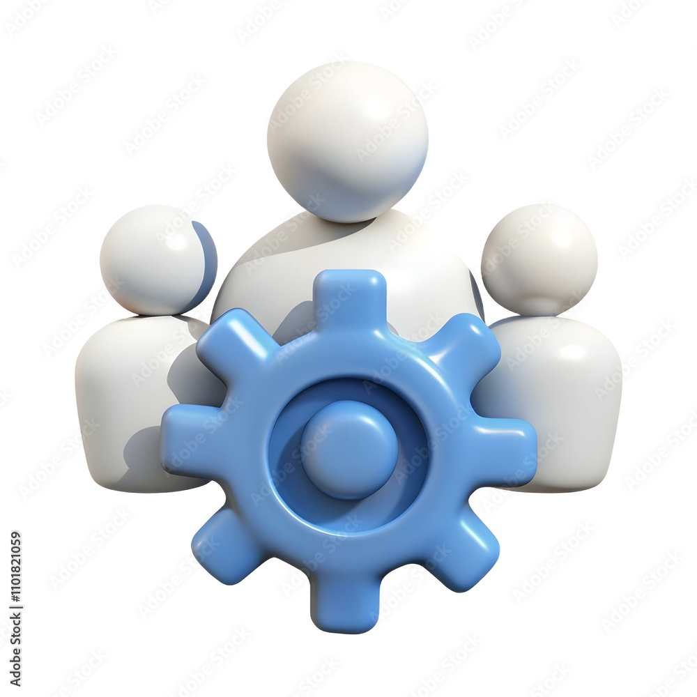 Abstract Human Figure Gears Symbolizing Teamwork Collaboration in Technological Context - Stock Photo Abstract Human Figure Gears Symbolizing Teamwork Collaboration in Technological Context - Stock Photo