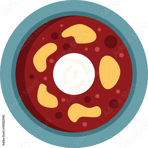 This vector illustration features a delicious bowl of borscht, perfect for showcasing ukrainian cuisine and culture