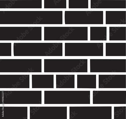 Brick Wall Icon Vector Silhouette Art , wall with white background