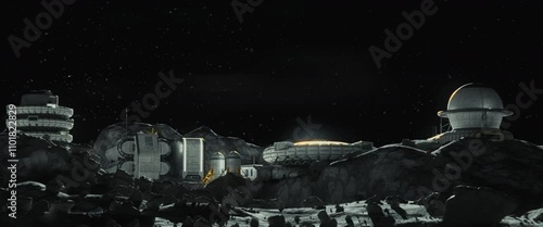 Wallpaper Mural Moon surface with a lunar base on the horizon Torontodigital.ca