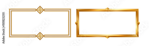 Rectangle classic frame of gold for ui game design. Vector classical picture framing framework with copy space, blank decorative framing for exhibitions and modern arts