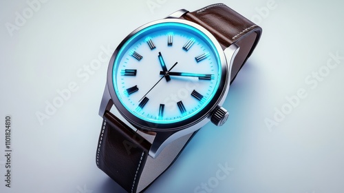 Wallpaper Mural Elegant Mens Wristwatch with Brown Leather Strap Torontodigital.ca