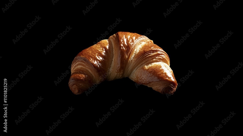 Delicious golden croissant resting on a dark background Delicious golden croissant resting on a dark background