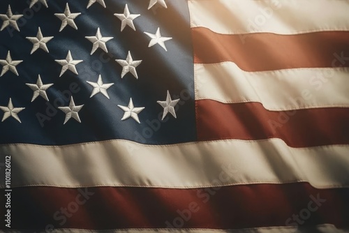 Waving American flag caught in soft sunlight highlights unity and patriotism