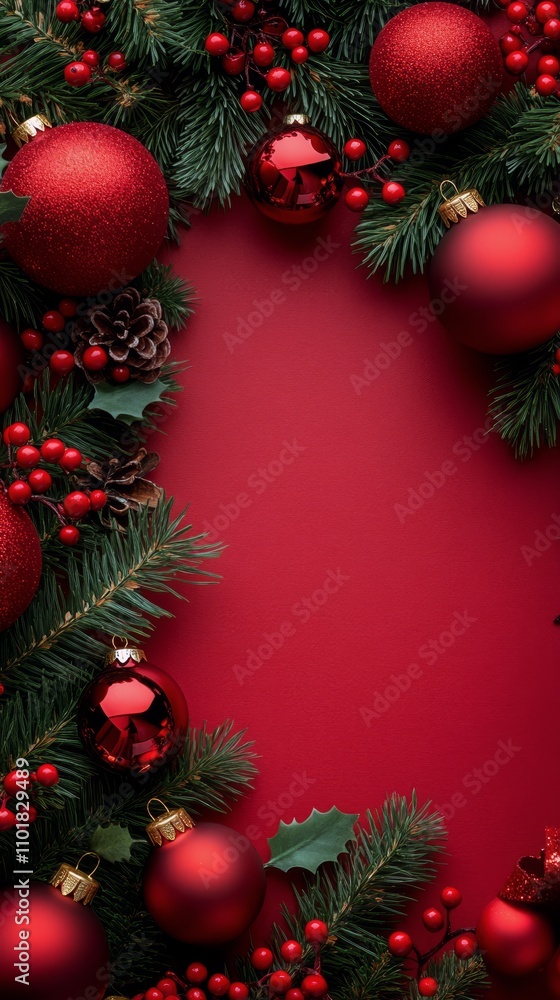 Festive red and green arrangement for holiday celebrations and winter decorations Festive red and green arrangement for holiday celebrations and winter decorations