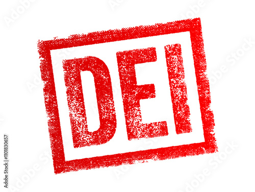 DEI abbreviation stands for Diversity, Equity, and Inclusion, text concept stamp