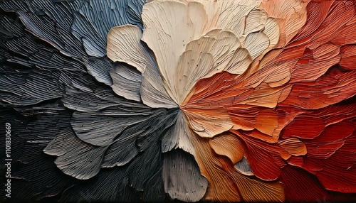 Abstract linocut art work decorative background with sunset tones