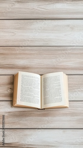 Open book resting on a wooden surface in a cozy reading nook during daylight ...