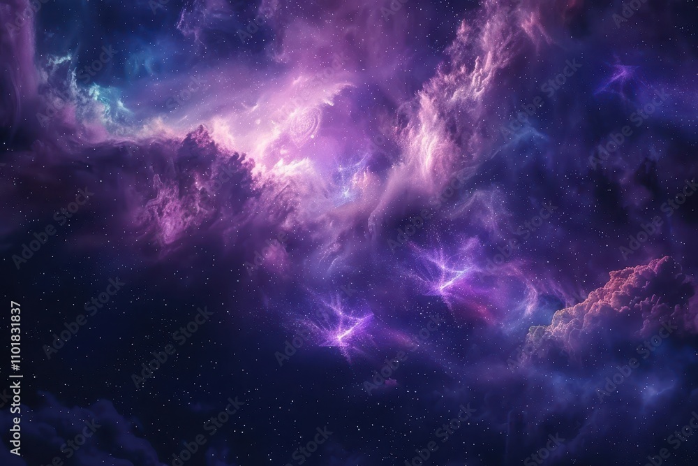 Glowing Purple Nebula with Stars Glowing Purple Nebula with Stars