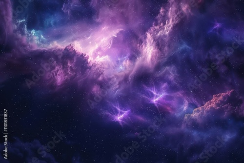 Glowing Purple Nebula with Stars