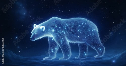 Cosmic bear constellation glowing in starry night sky