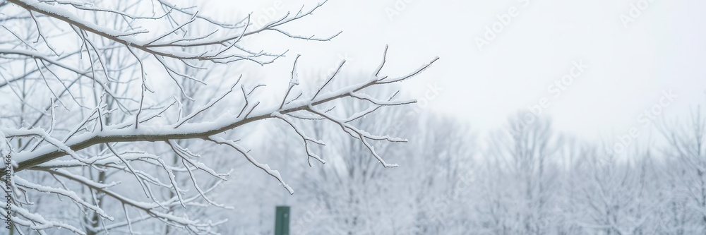 Winter wonderland scene of a snowy forest blanketed in white, with barren trees and a frosty ground, frozen, wintry Winter wonderland scene of a snowy forest blanketed in white, with barren trees and a frosty ground, frozen, wintry