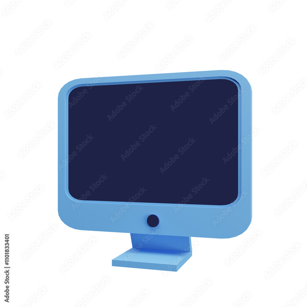 Monitor computer 3d icon render illustration Isolated on Transparent Png Background