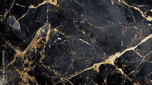 Stunning black marble with gold veining presenting elegance and luxury in design