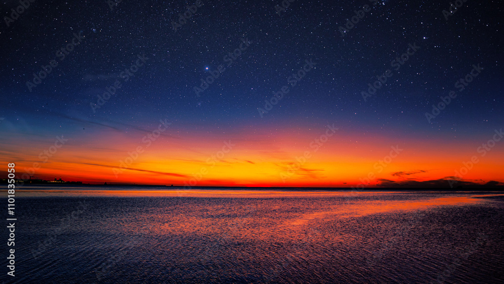 Sunset ocean view landscape with a red orange cloudy sky, 3d illustration of an yellow sun over the sea for desktop wallpaper
Sunset ocean view landscape with a red orange cloudy sky, 3d illustration of an yellow sun over the sea for desktop wallpaper