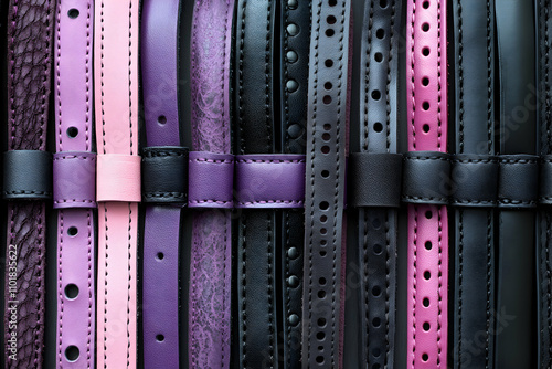 Stylish Leather Belts, A Colorful Array of Textures and Styles photo