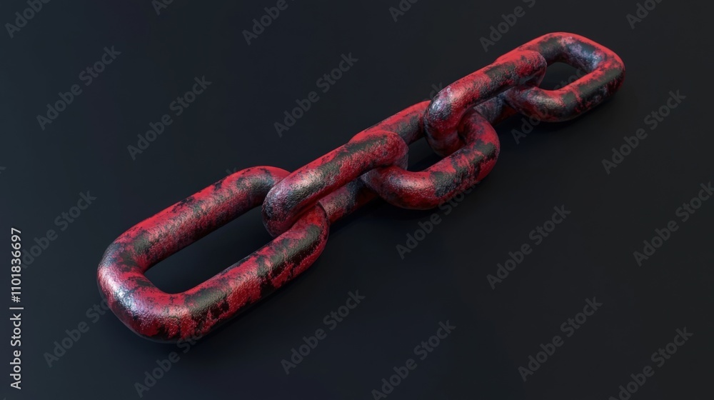 Chain With Red Link. Metal Connection Icon in Abstract Concept Chain With Red Link. Metal Connection Icon in Abstract Concept
