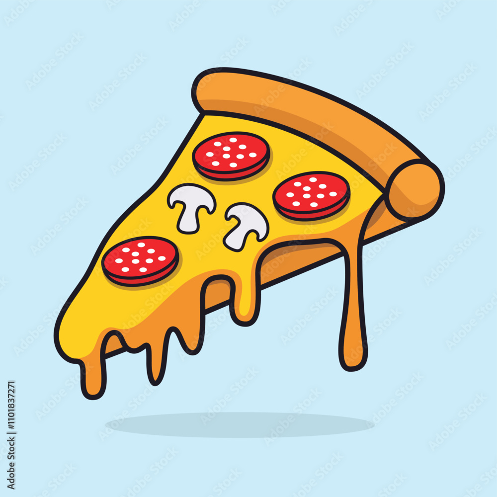 Cute Pizza Cartoon Character - Flat-Style Fast Food Vector Icon Cute Pizza Cartoon Character - Flat-Style Fast Food Vector Icon