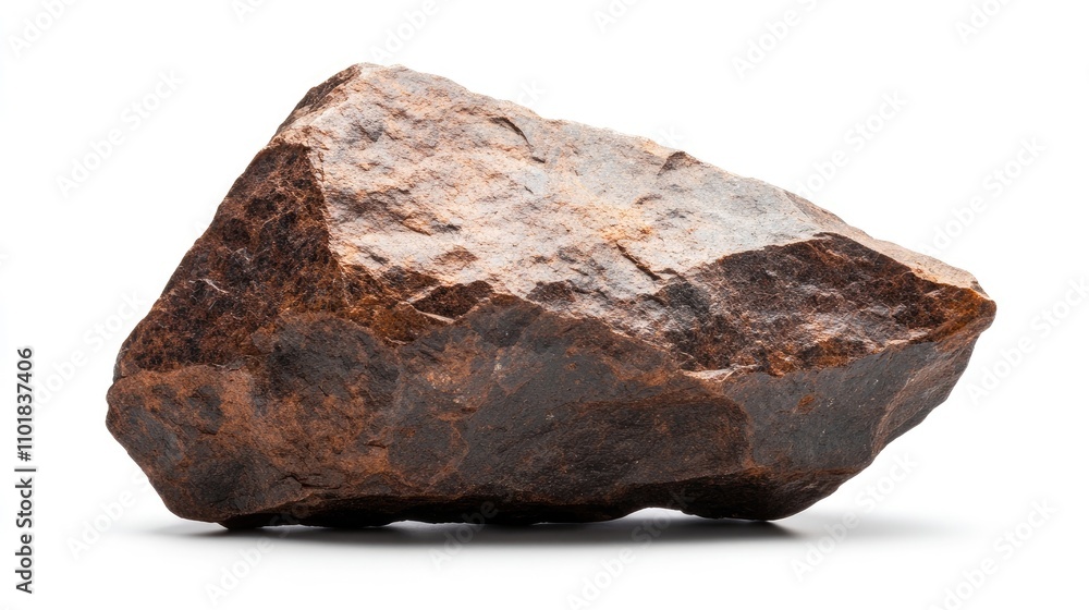 Chondrite space meteorite chunk represents a fragment from an asteroid, showcasing a fallen rock from a cosmic impact. This hard rock is isolated on a white background with ample copy space. Chondrite space meteorite chunk represents a fragment from an asteroid, showcasing a fallen rock from a cosmic impact. This hard rock is isolated on a white background with ample copy space.