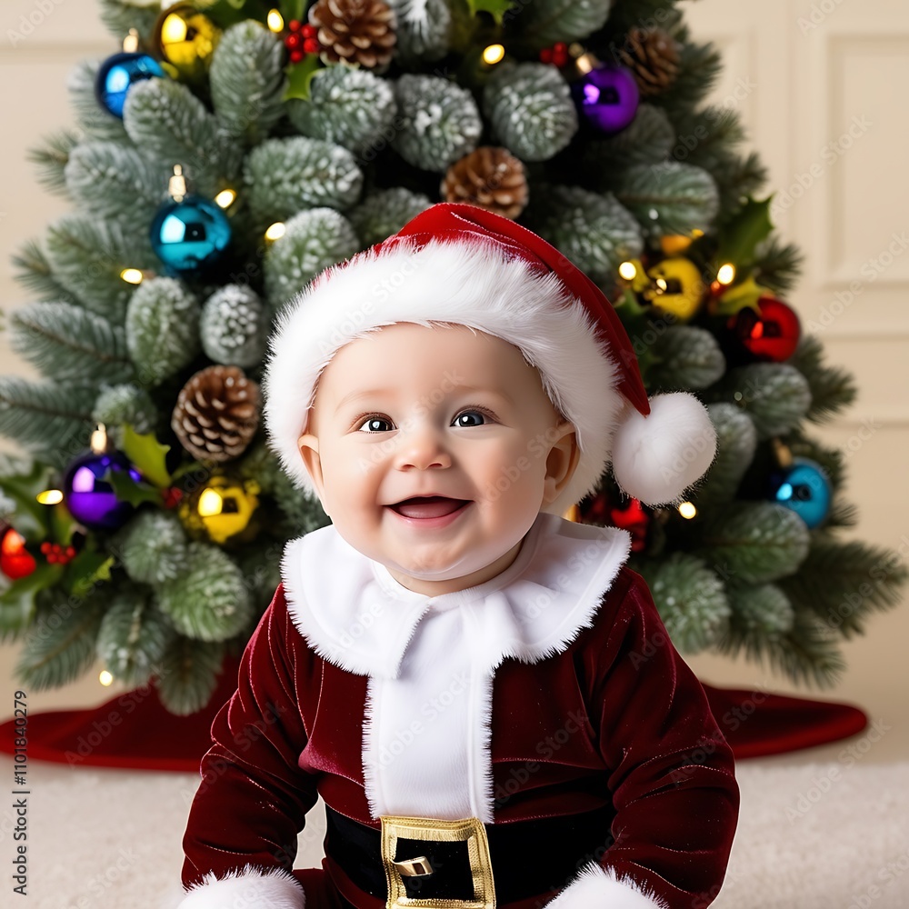 little child in santa hat little child in santa hat