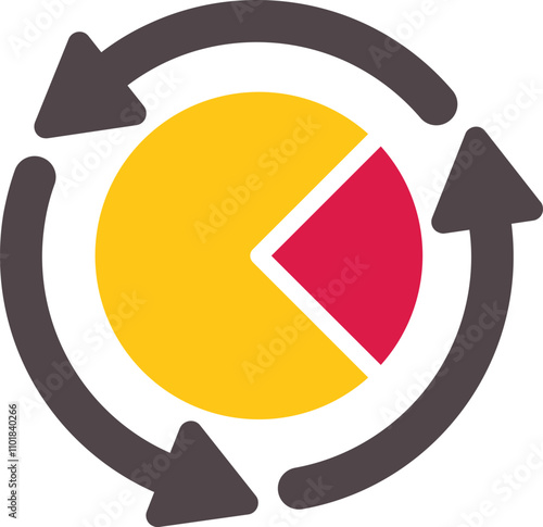 Circular economy concept is represented by a pie chart with recycling arrows emphasizing sustainability