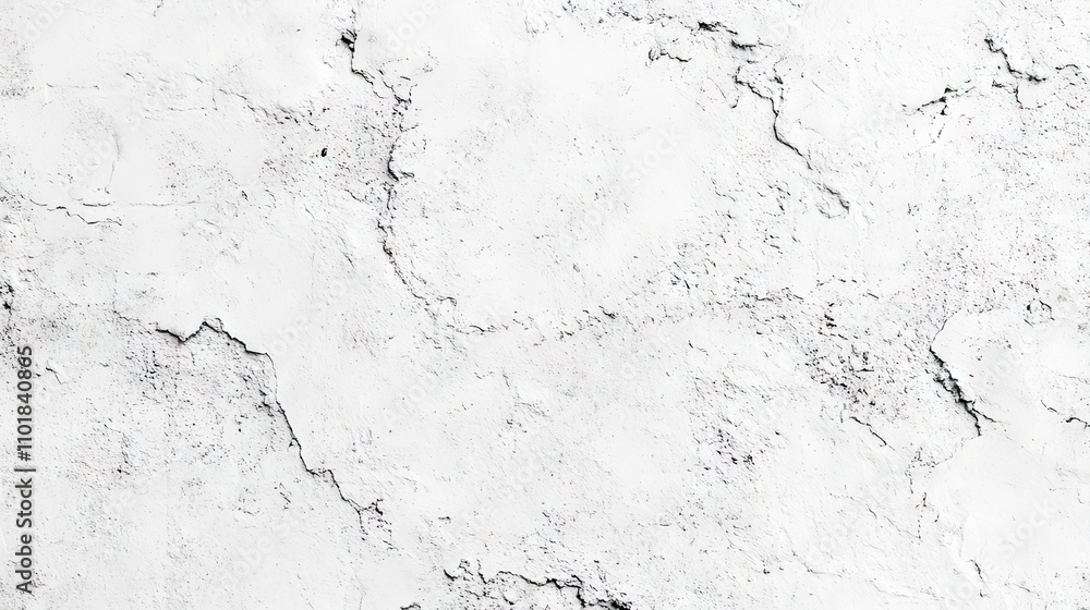 Fototapeta premium White grunge cement concrete wall serves as a textured background, ideal for various creative projects, with ample copy space for adding text or graphics emphasizing the unique wall style.