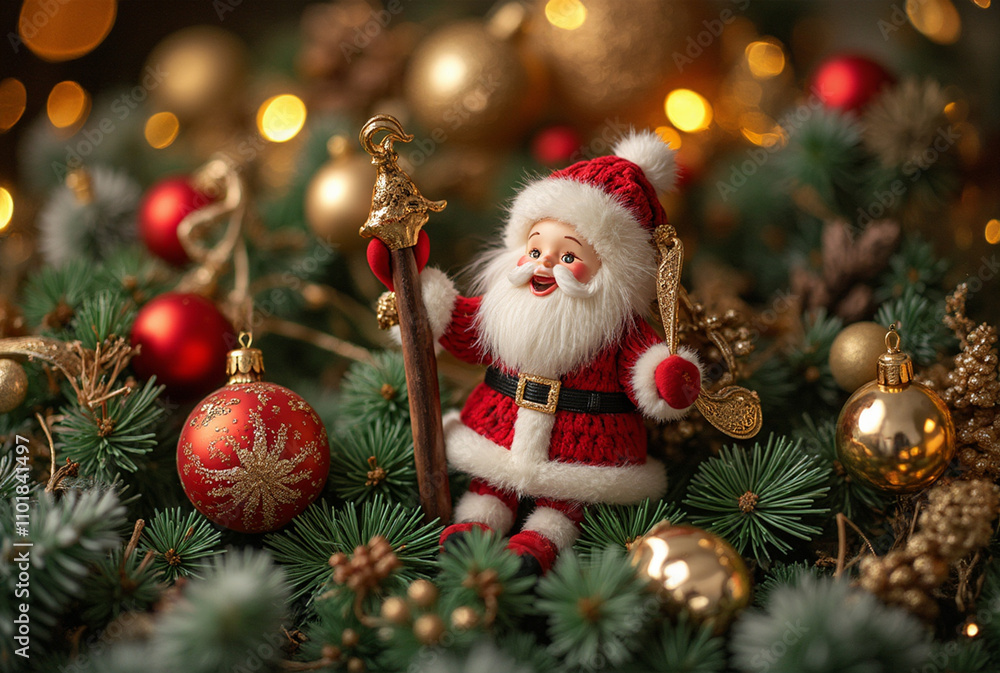 Whimsical Christmas Toy Display with Festive Ornaments Whimsical Christmas Toy Display with Festive Ornaments