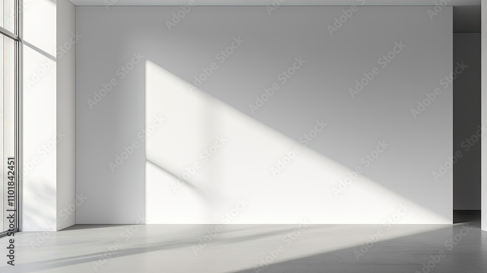 Fototapeta premium Blank white wall in a building provides an ideal backdrop, emphasizing the simplicity of the blank white wall while offering ample copy space for creative ideas and designs.