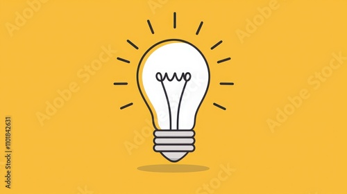 A bright light bulb icon on a yellow background, symbolizing creativity, ideas, and inspiration.