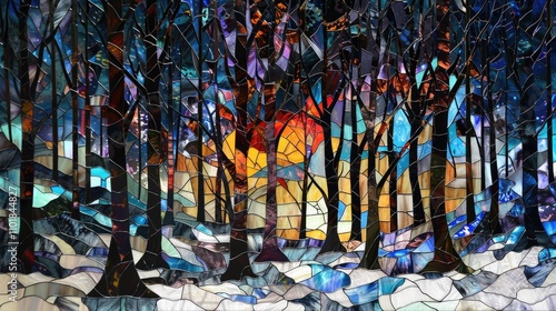 Stained glass window forest