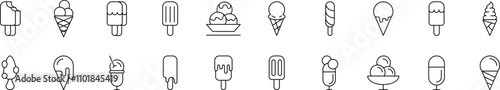 Ice Cream Collection of Thin Icons. Editable Stroke. Suitable for Web Sites, Books, Cards, Apps