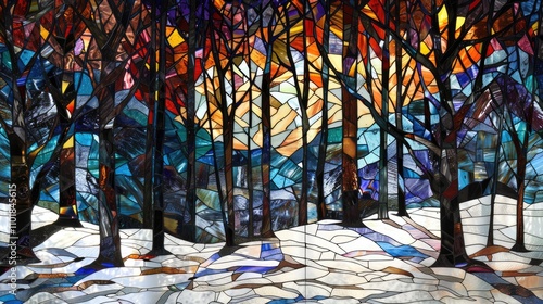 Stained glass window forest