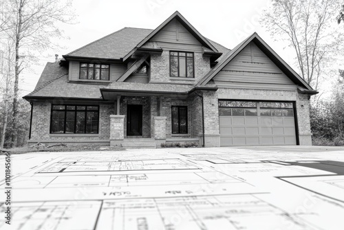 Wallpaper Mural New Brick House Plan Blueprint Design Torontodigital.ca