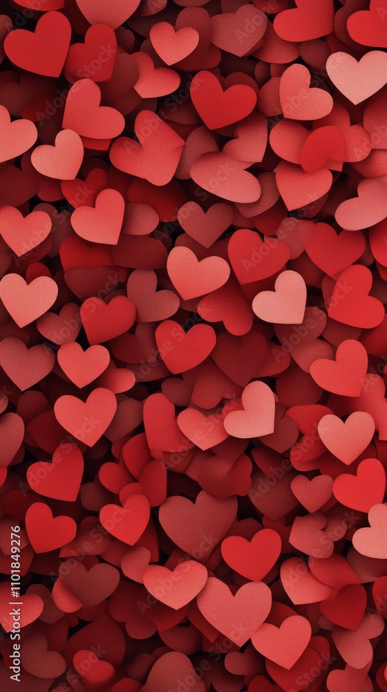 Colorful collection of heart shapes in various shades of red, perfect for decoration or celebration Colorful collection of heart shapes in various shades of red, perfect for decoration or celebration