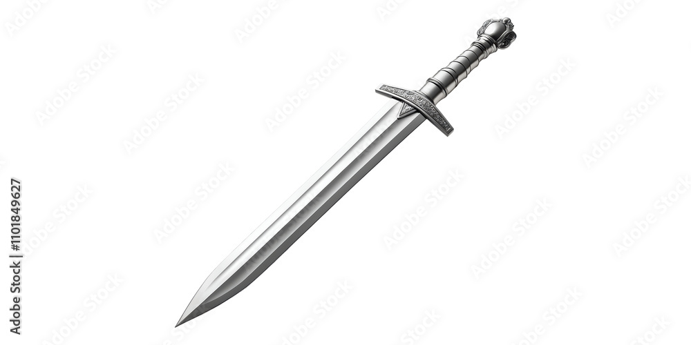 3D Silver Sword With Blade Isolated on Transparent Background 3D Silver Sword With Blade Isolated on Transparent Background