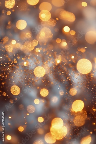 Golden particles shimmer in a dark background creating a stunning visual effe...