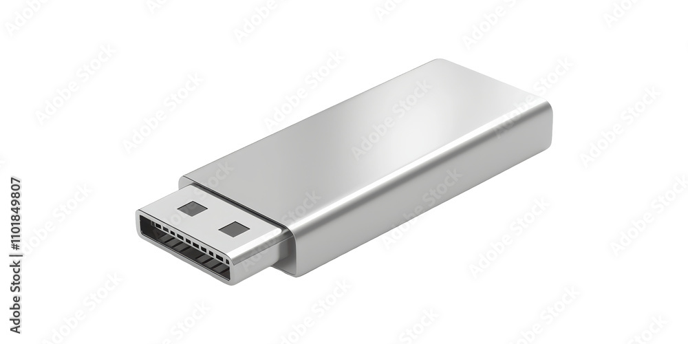 3D Silver USB Drive Isolated on Transparent Background 3D Silver USB Drive Isolated on Transparent Background