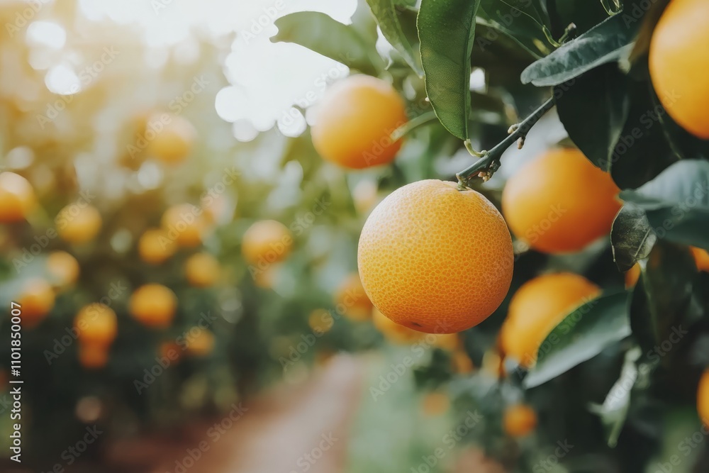 Fresh oranges hang from trees during a rainy day in an orchard filled with vibrant greenery Fresh oranges hang from trees during a rainy day in an orchard filled with vibrant greenery