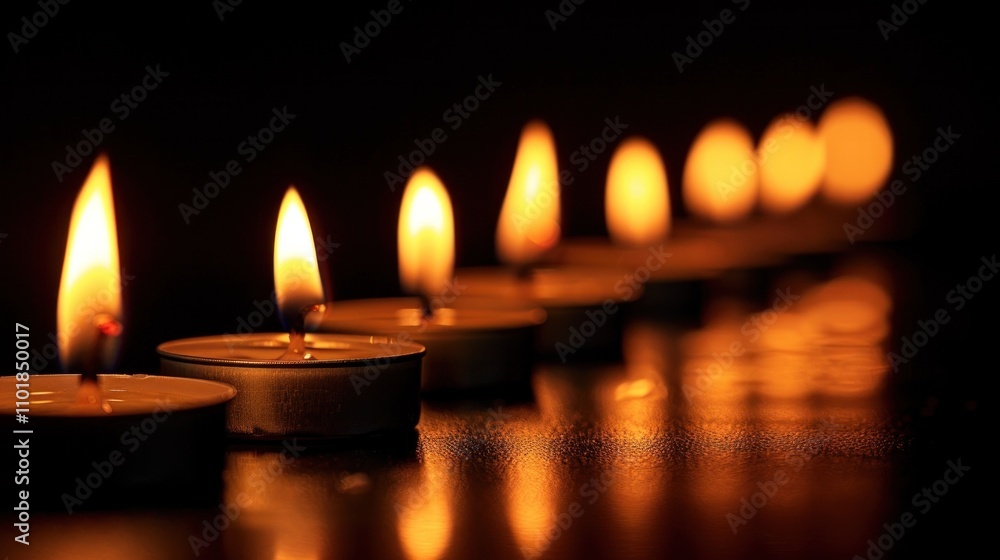 Rows of glowing candle flames casting a warm serene and contemplative atmosphere in the darkness The flickering lights create a peaceful cozy and intimate ambiance perfect for relaxation meditation Rows of glowing candle flames casting a warm serene and contemplative atmosphere in the darkness The flickering lights create a peaceful cozy and intimate ambiance perfect for relaxation meditation