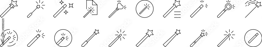 Magic Wand Related Line Icons for Web Sites, Books, Cards, Apps. Editable Stroke. Suitable for Web Sites, Books, Cards, Apps Magic Wand Related Line Icons for Web Sites, Books, Cards, Apps. Editable Stroke. Suitable for Web Sites, Books, Cards, Apps