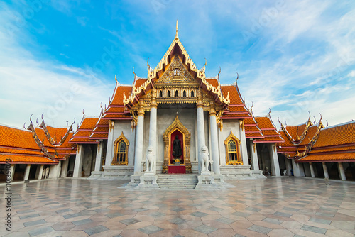 Wat Benchamabophit Dusitvanaram or White Marble Temple is Famous in Bangkok Thailand. photo