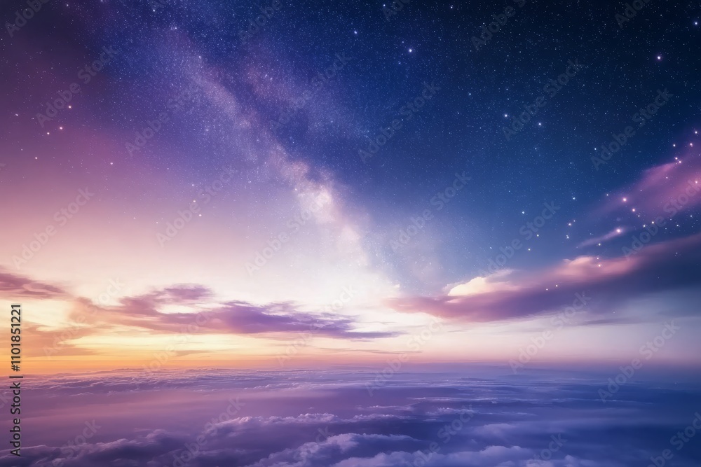 Fototapeta premium Vibrant night sky over the city skyline with mountains in the background